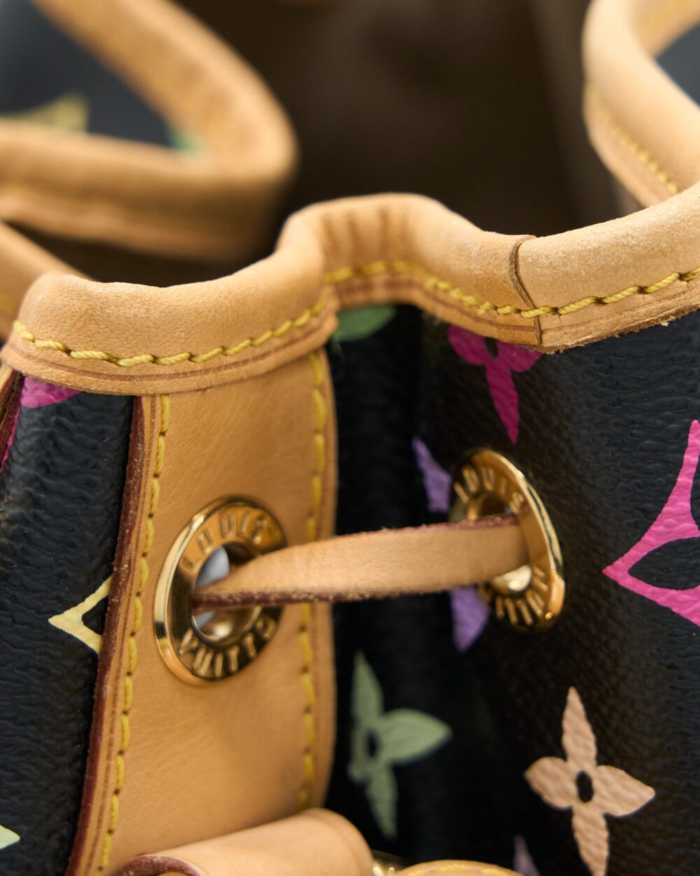 AAA Replica Louis Vuitton LV PETIT NOE BLACK MONOGRAM MULTICOLOUR GHW