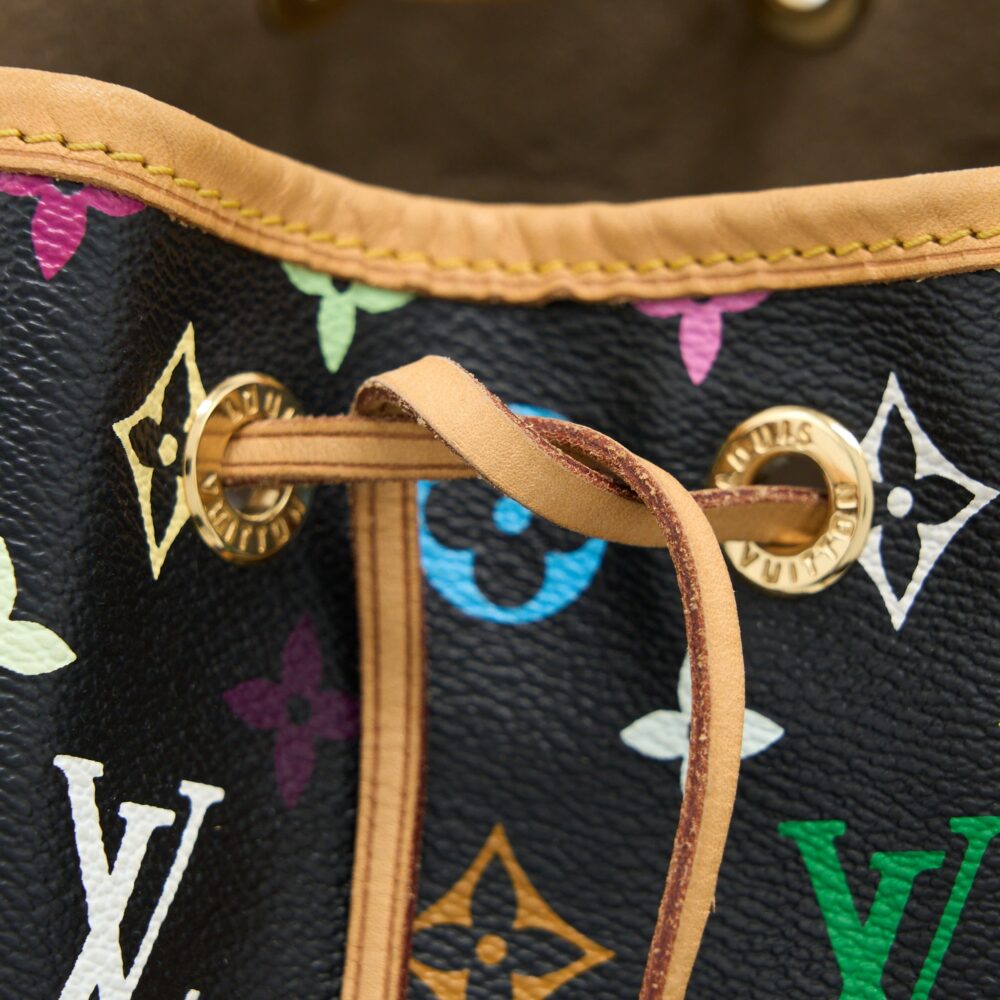 AAA Replica Louis Vuitton LV PETIT NOE BLACK MONOGRAM MULTICOLOUR GHW
