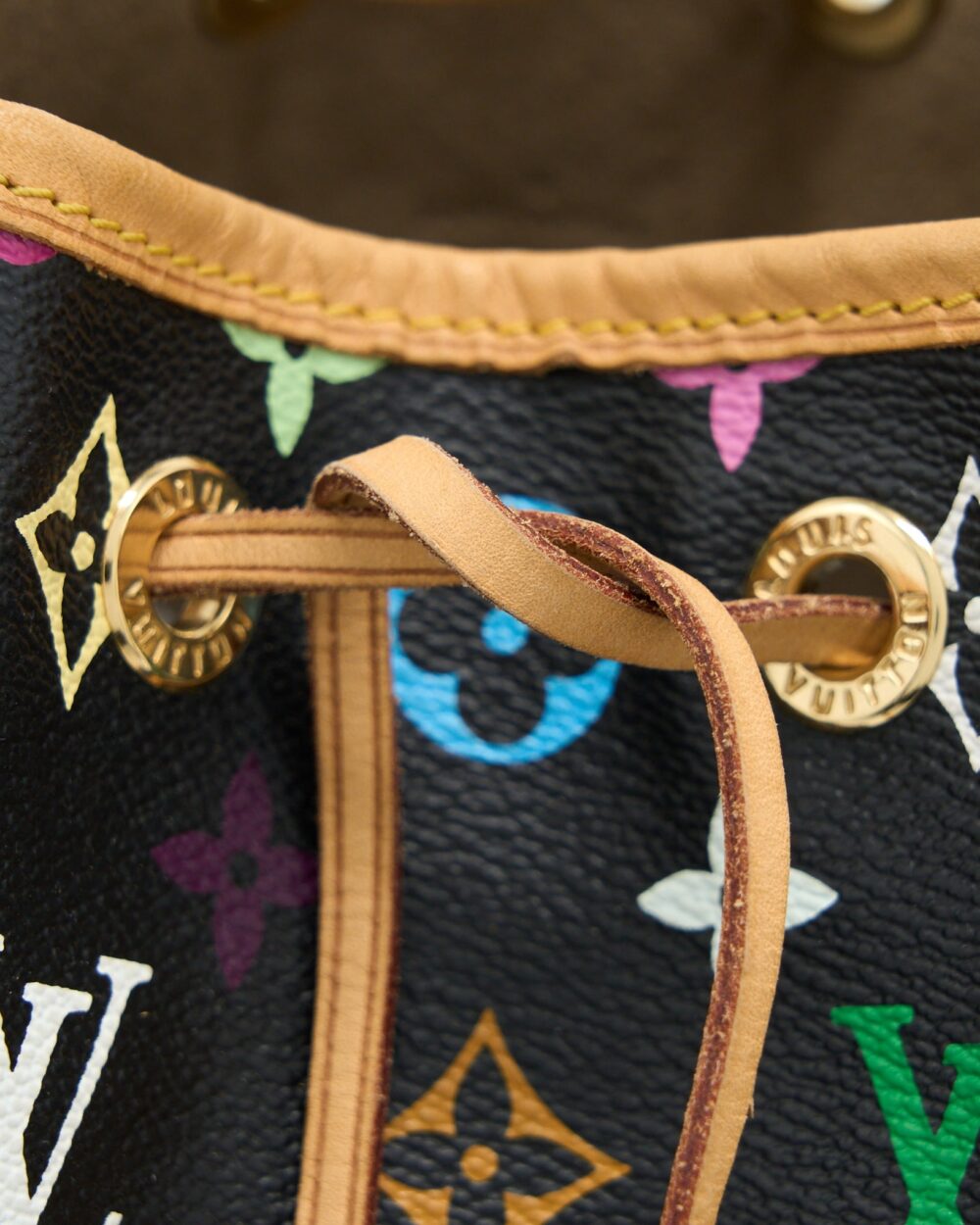 AAA Replica Louis Vuitton LV PETIT NOE BLACK MONOGRAM MULTICOLOUR GHW