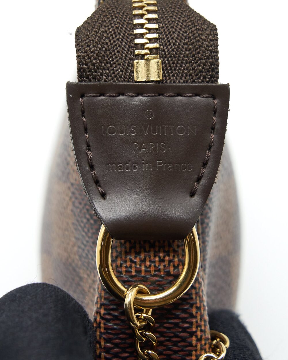 AAA Replica Louis Vuitton LV MINI POCHETTE ACCESSORIES DAMIER EBENE CANVAS GHW