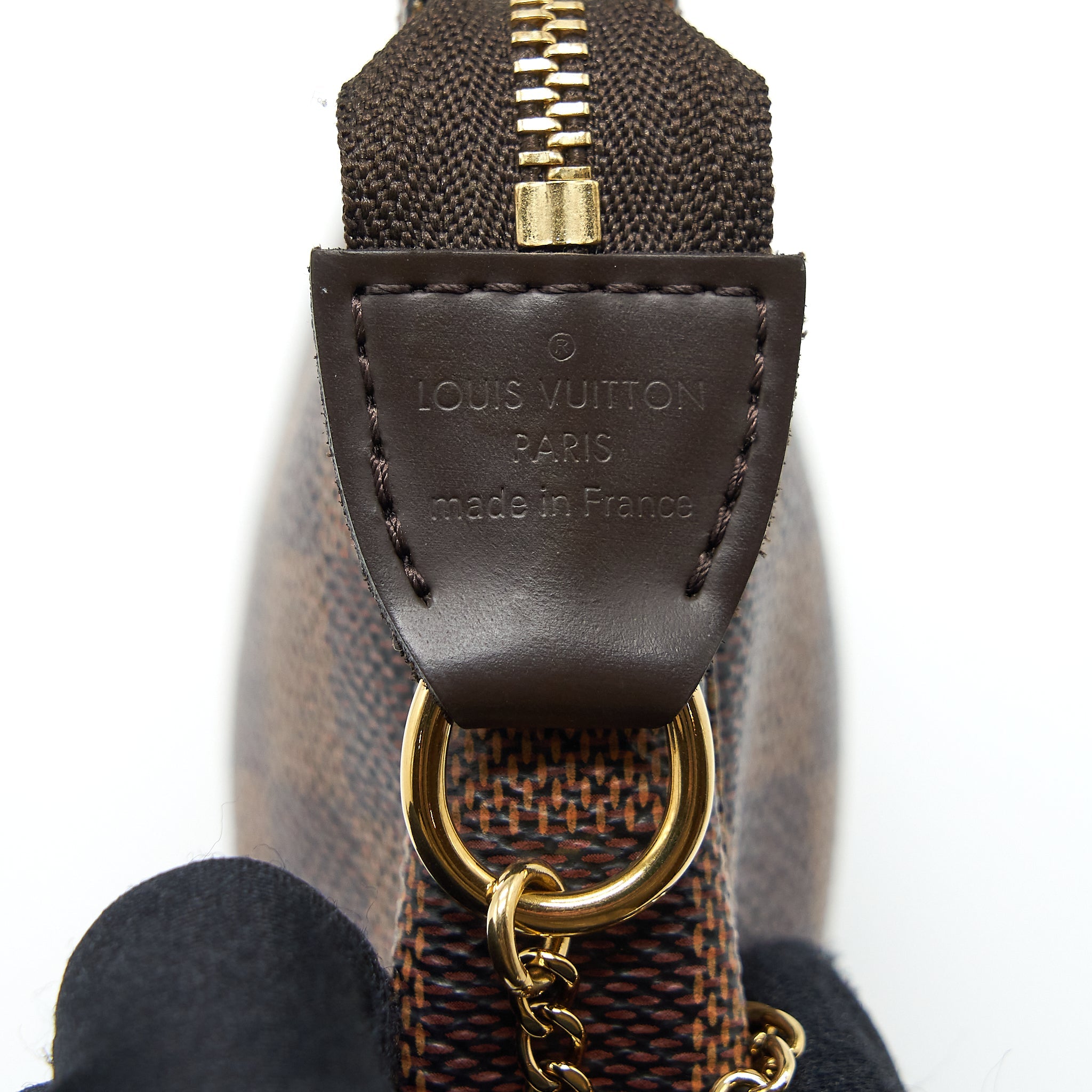 AAA Replica Louis Vuitton LV MINI POCHETTE ACCESSORIES DAMIER EBENE CANVAS GHW