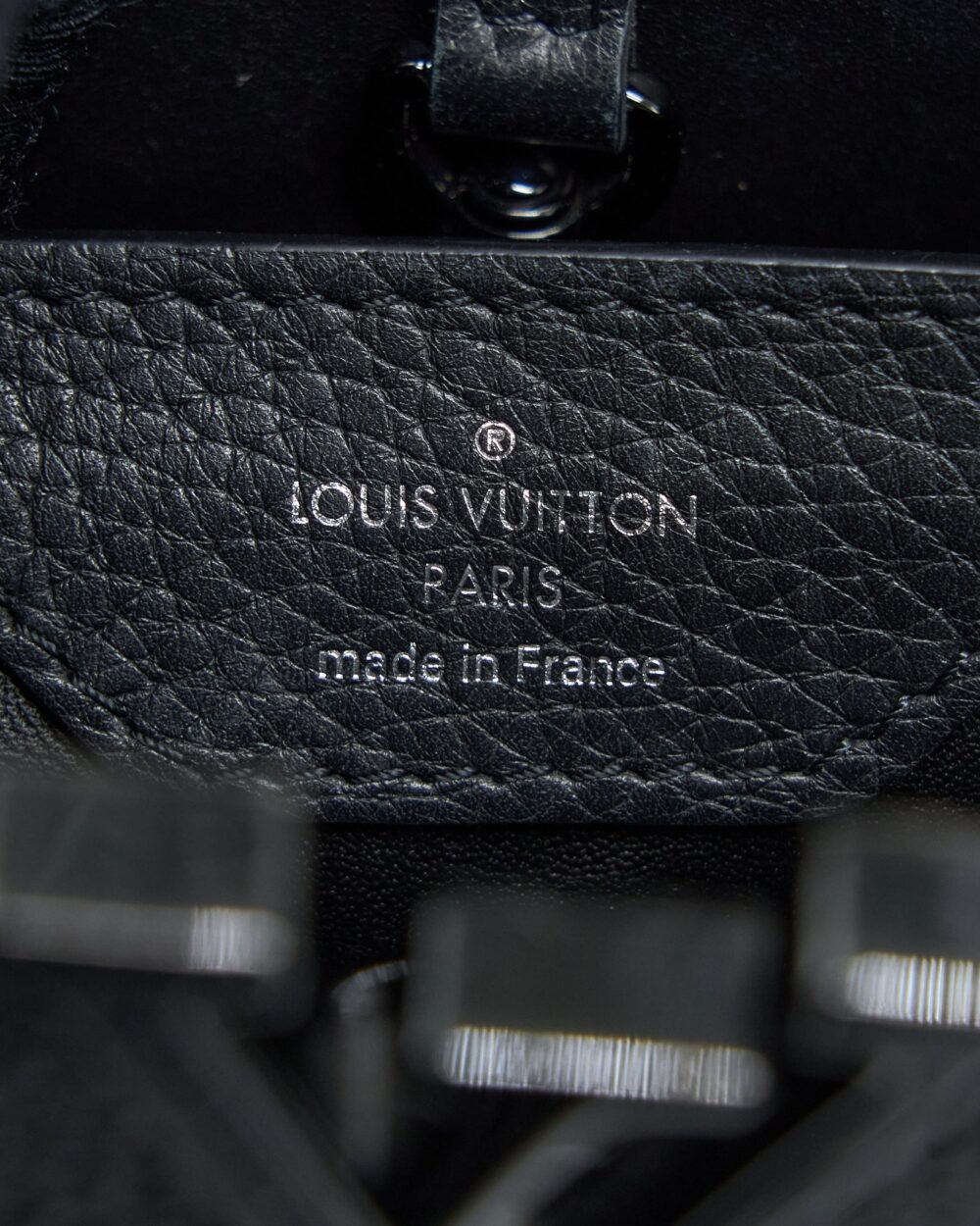 AAA Replica Louis Vuitton LV CAPUCINES BB TAURILLON SO BLACK WITH BLACK HARDWARE