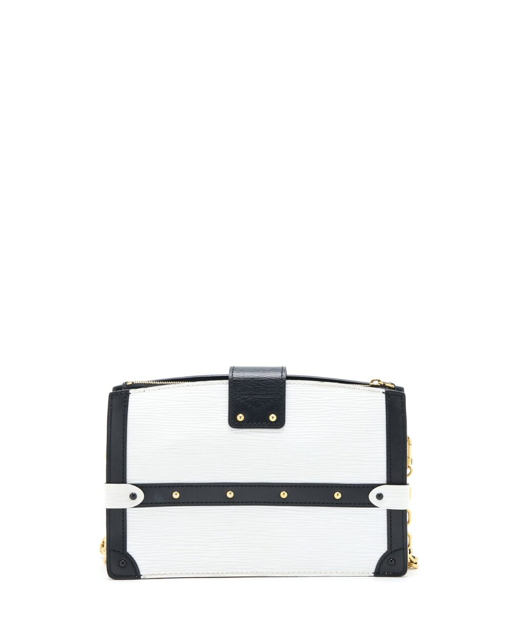 AAA Replica Louis Vuitton LV TRUNK CLUTCH EPI BLACK/WHITE GHW