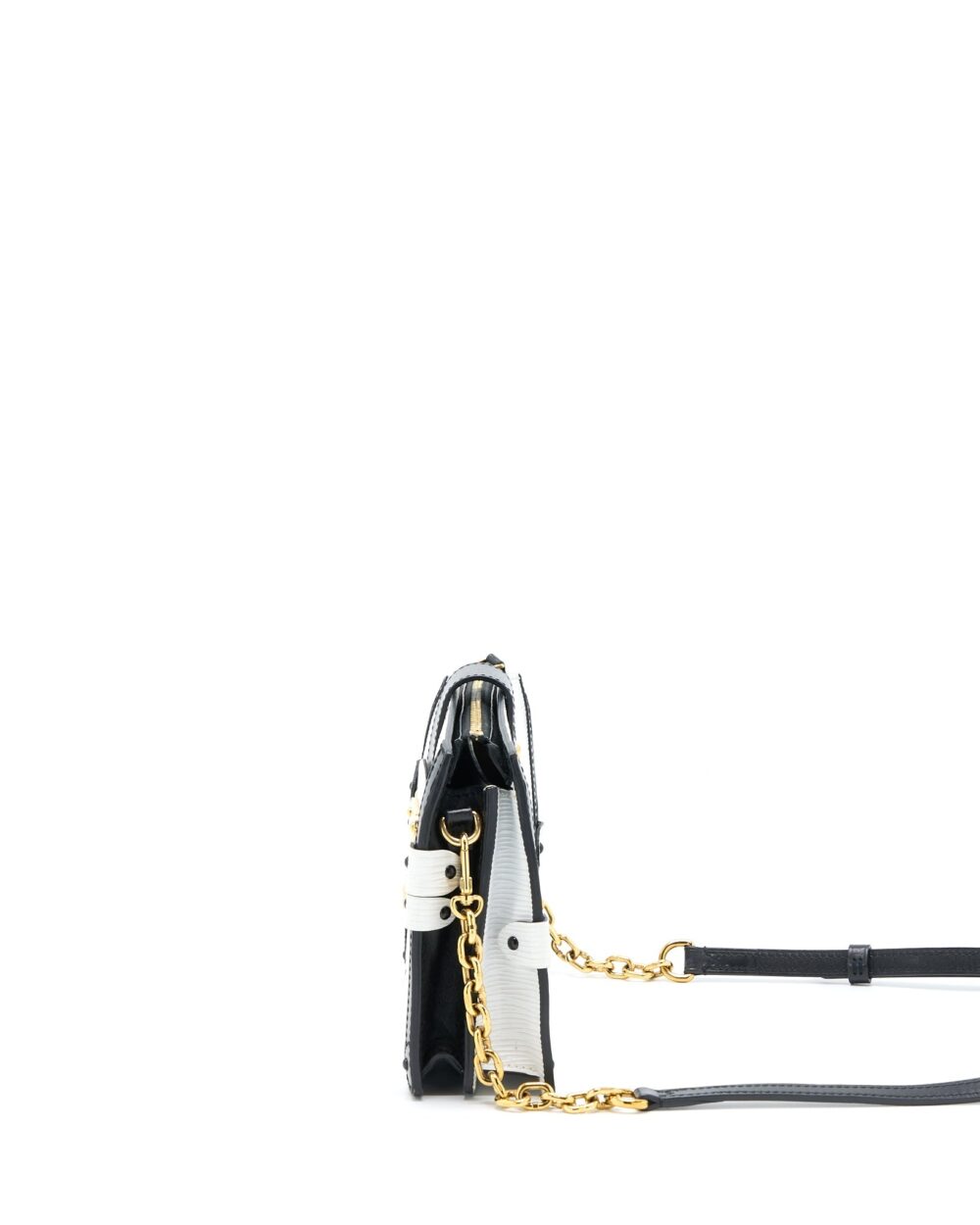 AAA Replica Louis Vuitton LV TRUNK CLUTCH EPI BLACK/WHITE GHW