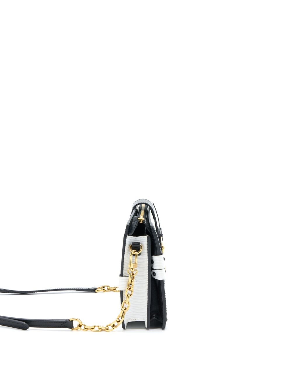 AAA Replica Louis Vuitton LV TRUNK CLUTCH EPI BLACK/WHITE GHW