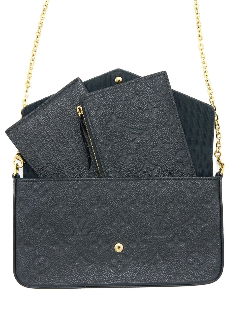 AAA Replica Louis Vuitton LV FELICIE POCHETTE MONOGRAM EMPREINTE BLACK GHW