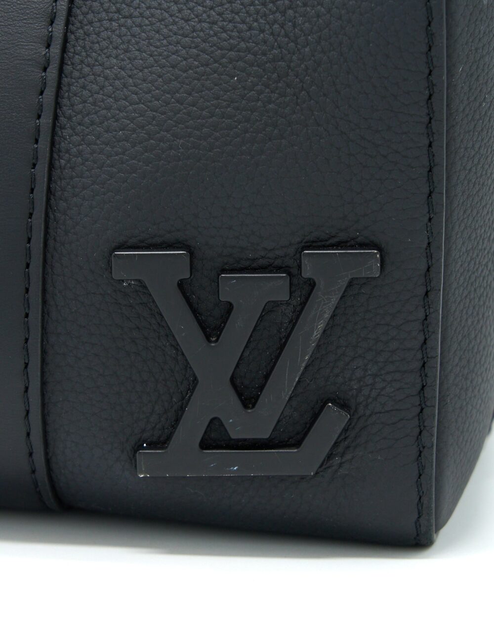 AAA Replica Louis Vuitton LV CITY KEEPALL GRAINED CALFSKIN BLACK WITH BLACK HARDWARE (NEW VERSION)
