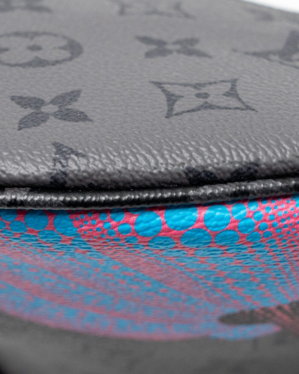 AAA Replica Louis Vuitton LV X YAYOI KUSAMA REVERSE MONOGRAM ECLIPSE MAXI BUMBAG CANVAS GREY/ MULTICOLOUR DARK SILVER HARDWARE