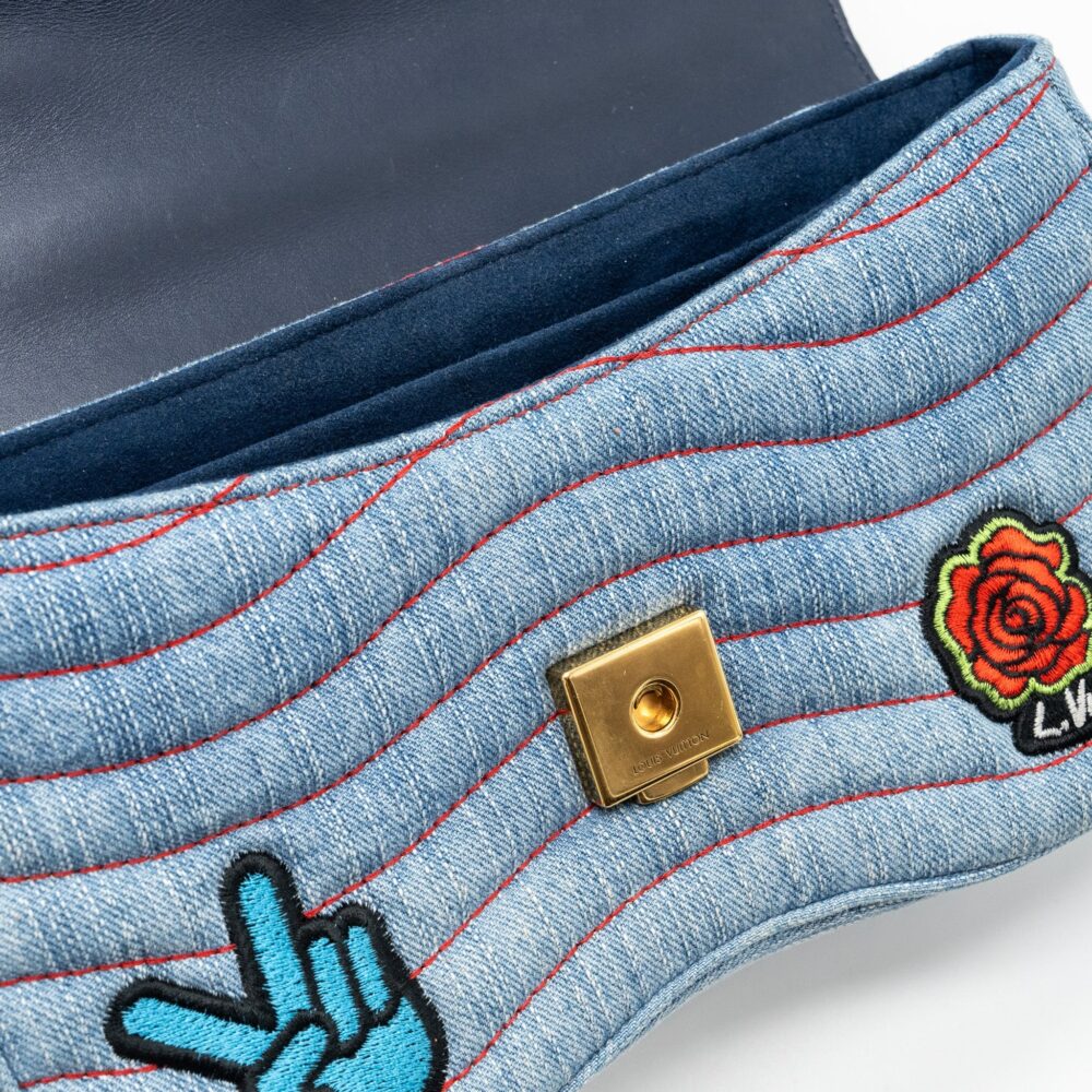 AAA Replica Louis Vuitton LV NEW WAVE FLAP CHAIN BAG LIMITED EDITION DENIM BLUE/ MULTICOLOR GHW