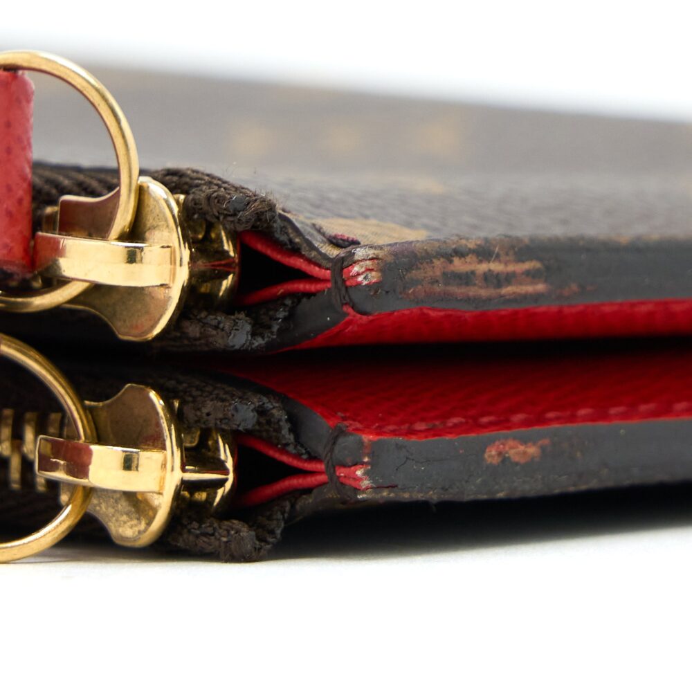 AAA Replica Louis Vuitton LV DOUBLE ZIPPER WALLET MONOGRAM CANVAS GHW