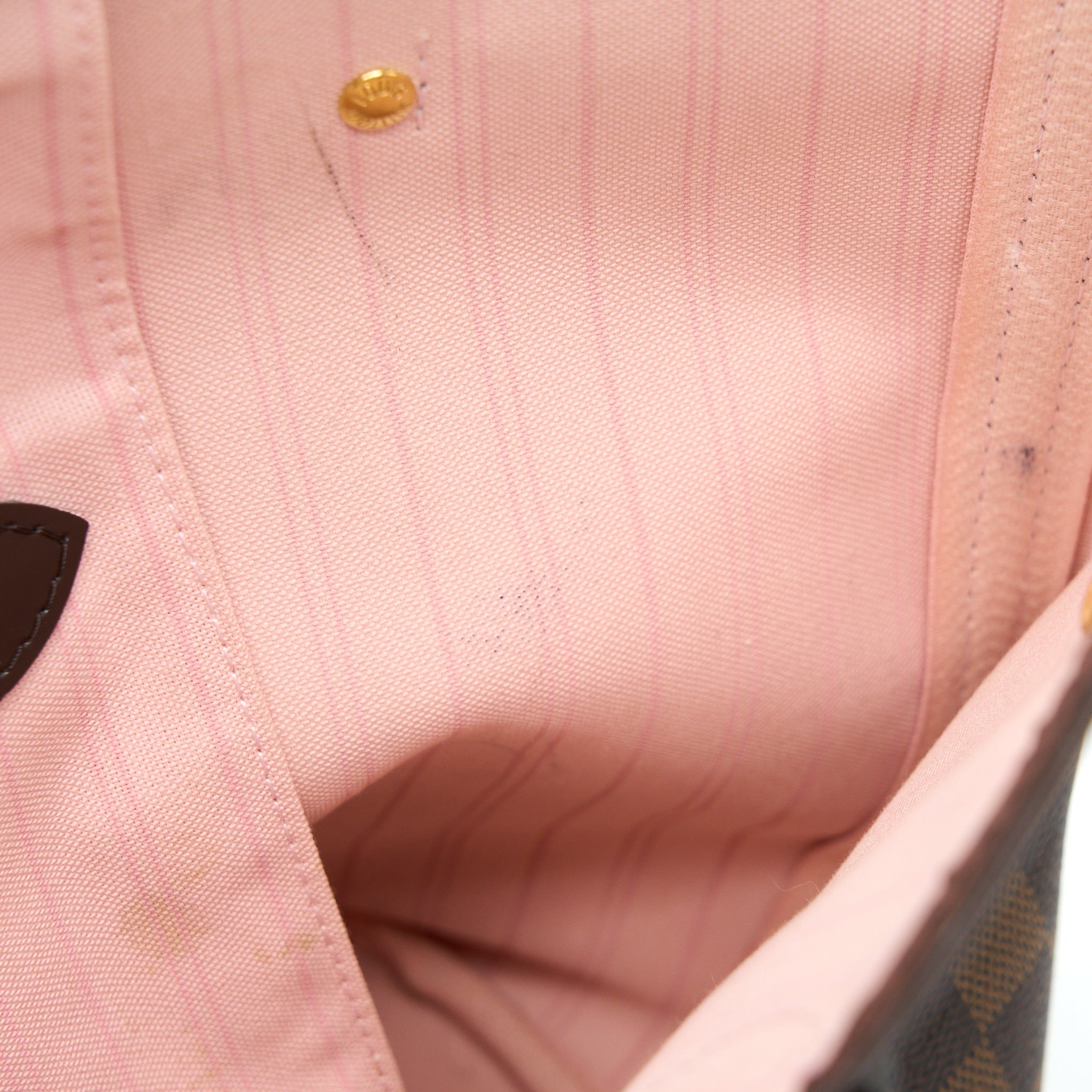 AAA Replica Louis Vuitton LV NEVERFULL MM DAMIER EBENE/PINK GHW
