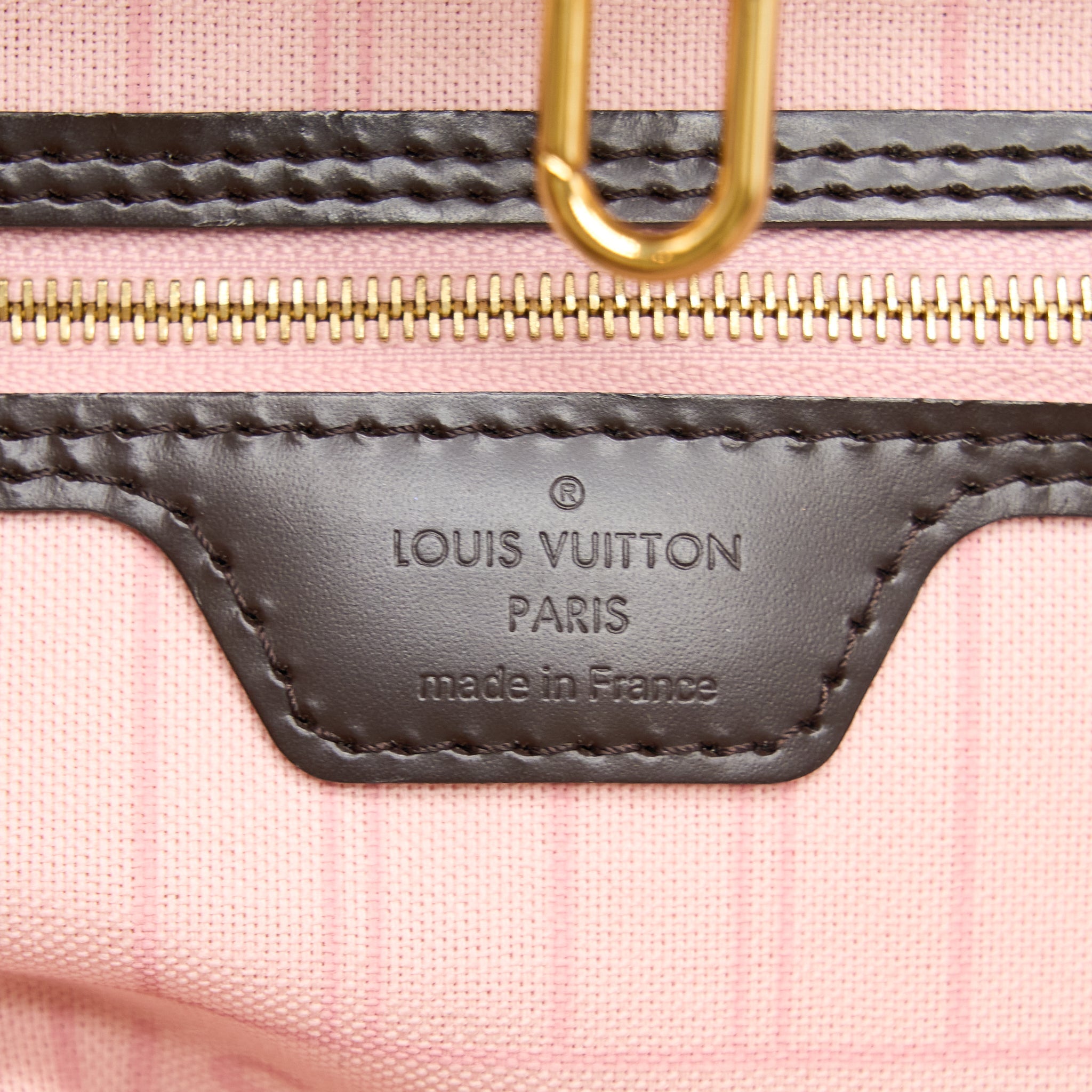 AAA Replica Louis Vuitton LV NEVERFULL MM DAMIER EBENE/PINK GHW
