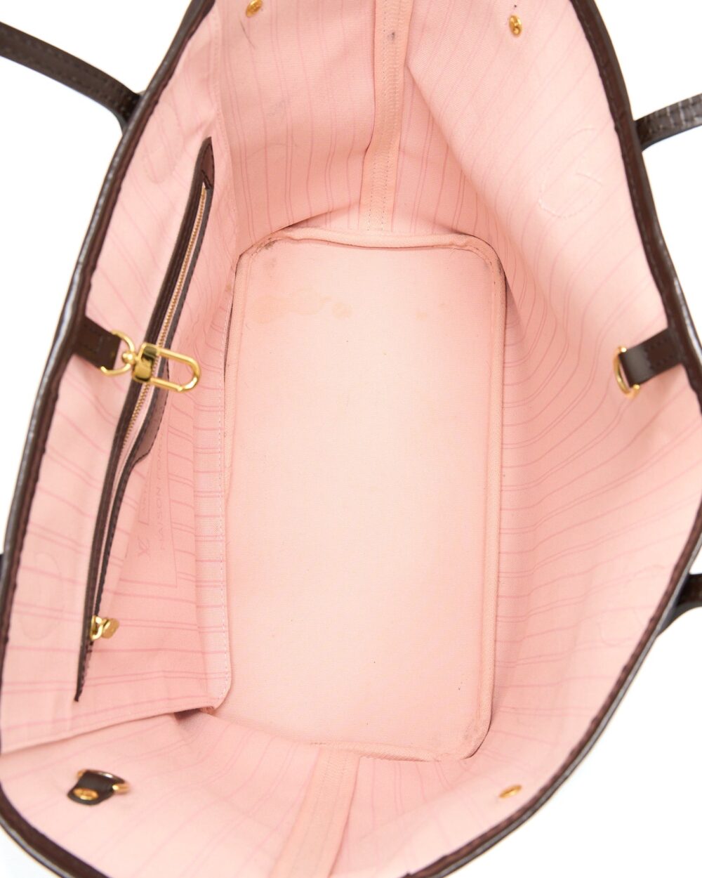 AAA Replica Louis Vuitton LV NEVERFULL MM DAMIER EBENE/PINK GHW