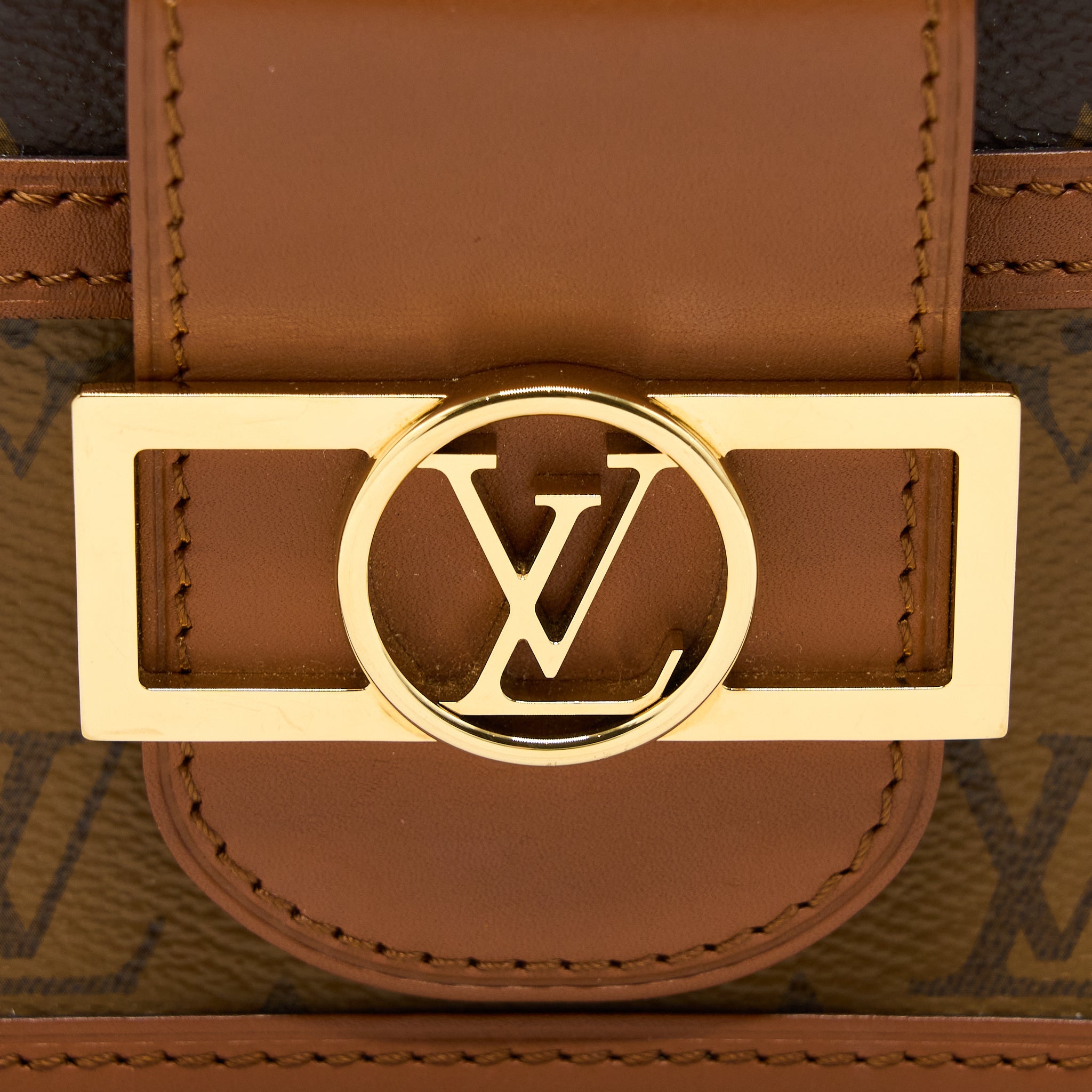 AAA Replica Louis Vuitton LV MINI DAUPHINE MONOGRAM REVERSE CANVAS GHW
