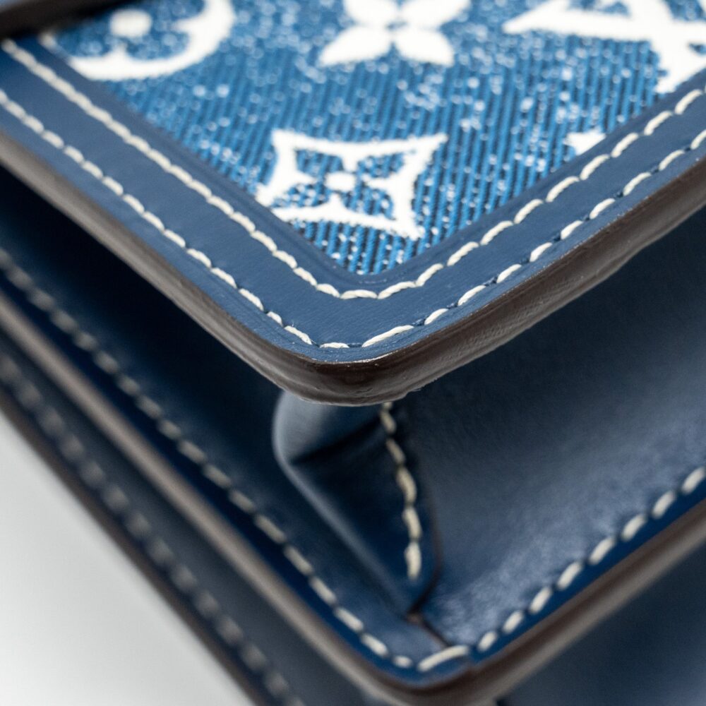 AAA Replica Louis Vuitton LV MINI DAUPHINE DENIM BLUE GHW