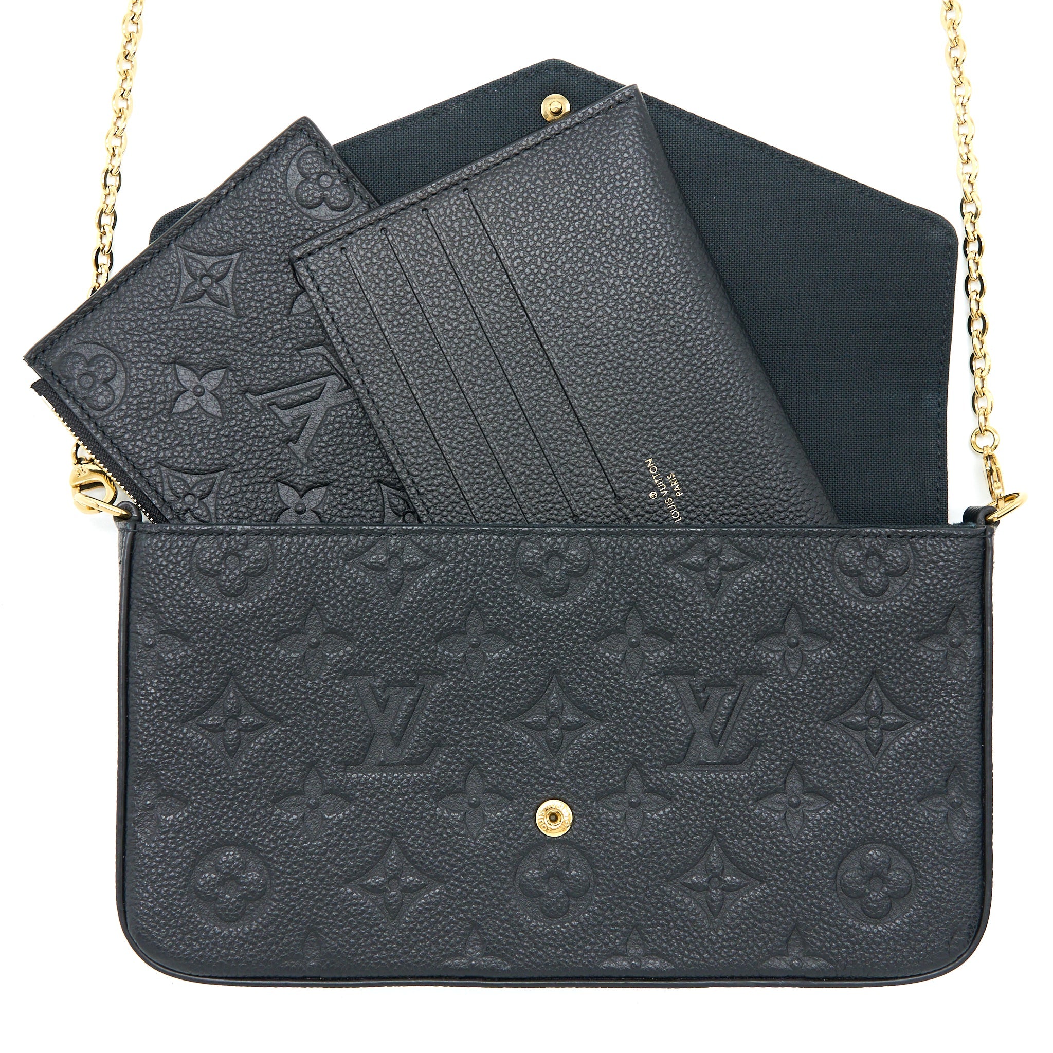 AAA Replica Louis Vuitton LV FELICIE POCHETTE MONOGRAM EMPREINTE BLACK GHW