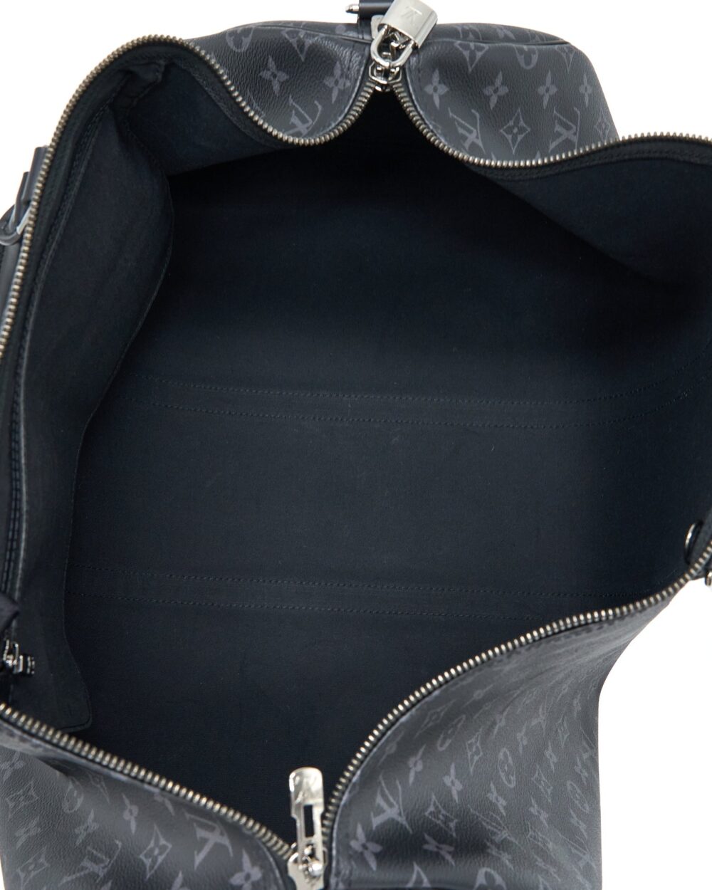 AAA Replica Louis Vuitton LV KEEPALL 55 WITH SHOULDER STRAP MONOGRAM ECLIPSE CANVAS SHW