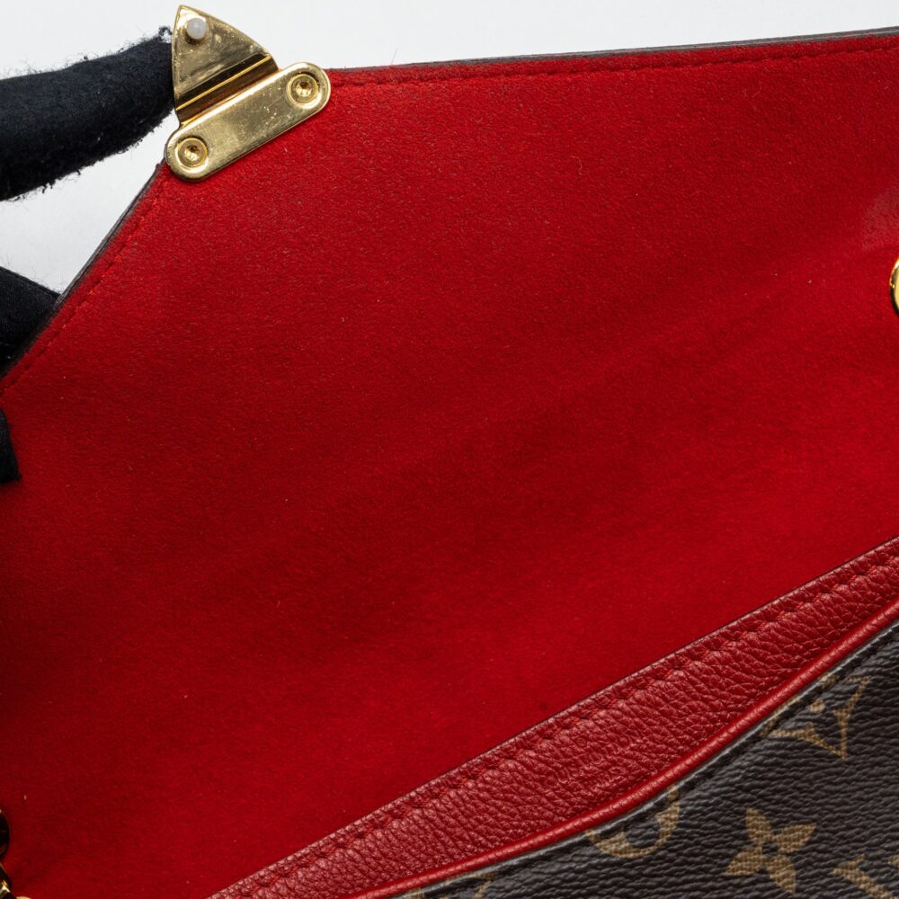 AAA Replica Louis Vuitton LV PALLAS CHAIN BAG MONOGRAM CANVAS / CALFSKIN RED GHW