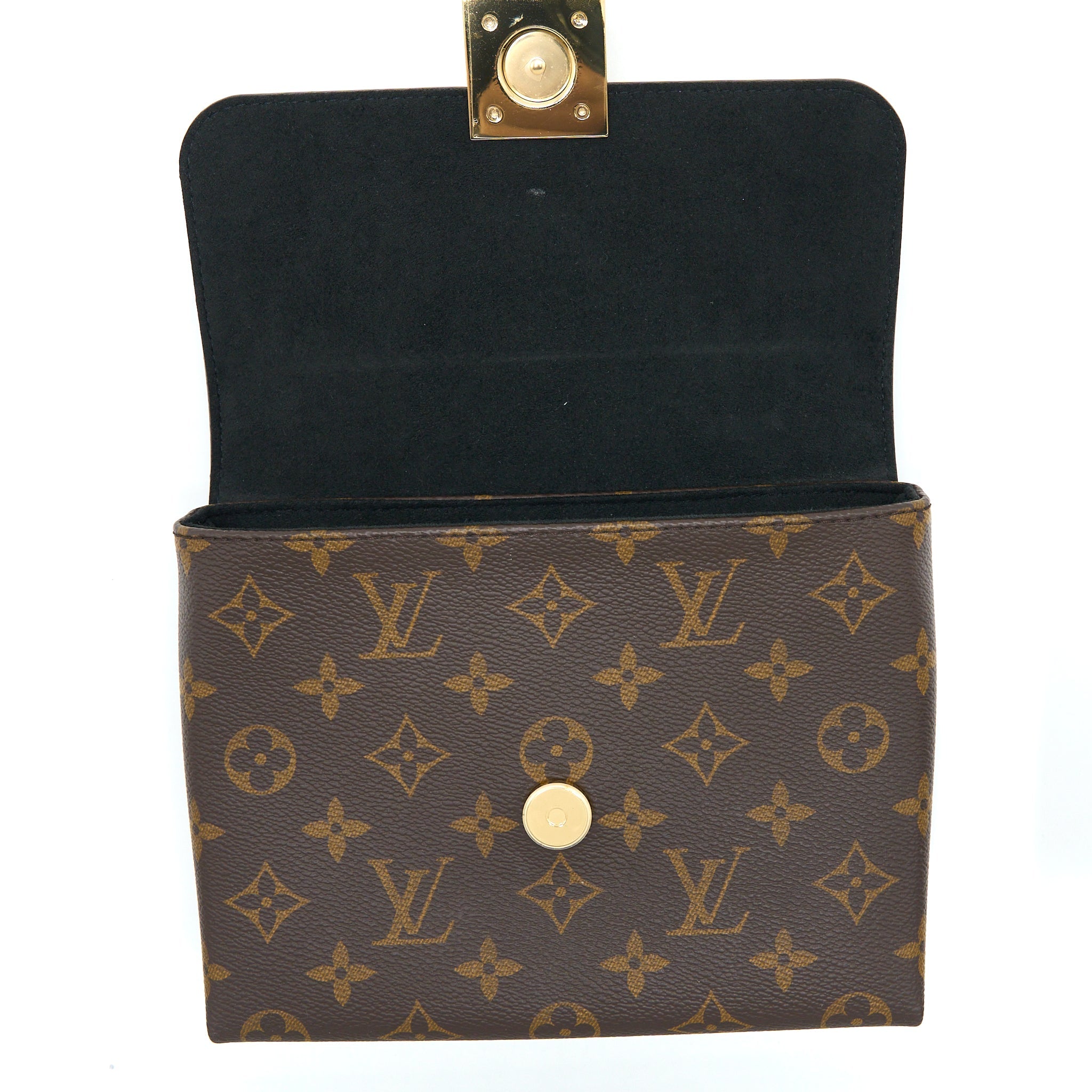 AAA Replica Louis Vuitton LV LOCKY BB MONOGRAM CANVAS/LEATHER BLACK GHW