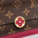 AAA Replica Louis Vuitton LV FLORE CHAIN WALLET MONOGRAM CANVAS/ DARK RED GHW