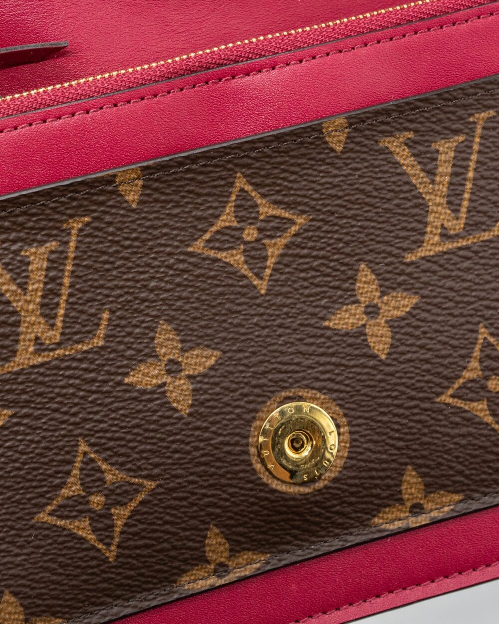 AAA Replica Louis Vuitton LV FLORE CHAIN WALLET MONOGRAM CANVAS/ DARK RED GHW
