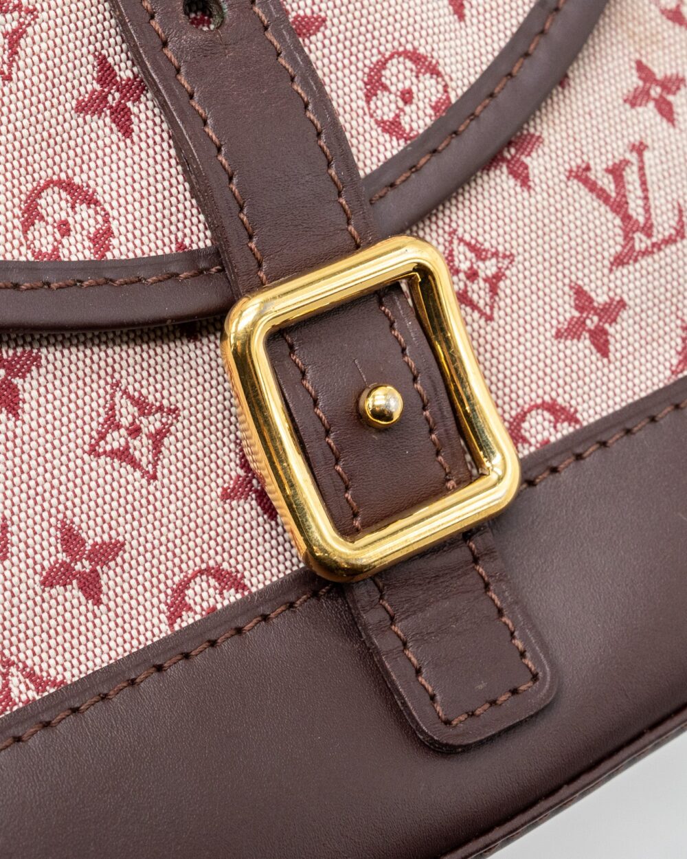 AAA Replica Louis Vuitton LV VINTAGE FLAP SHOULDER BAG FABRIC / LEATHER DARK PINK GHW