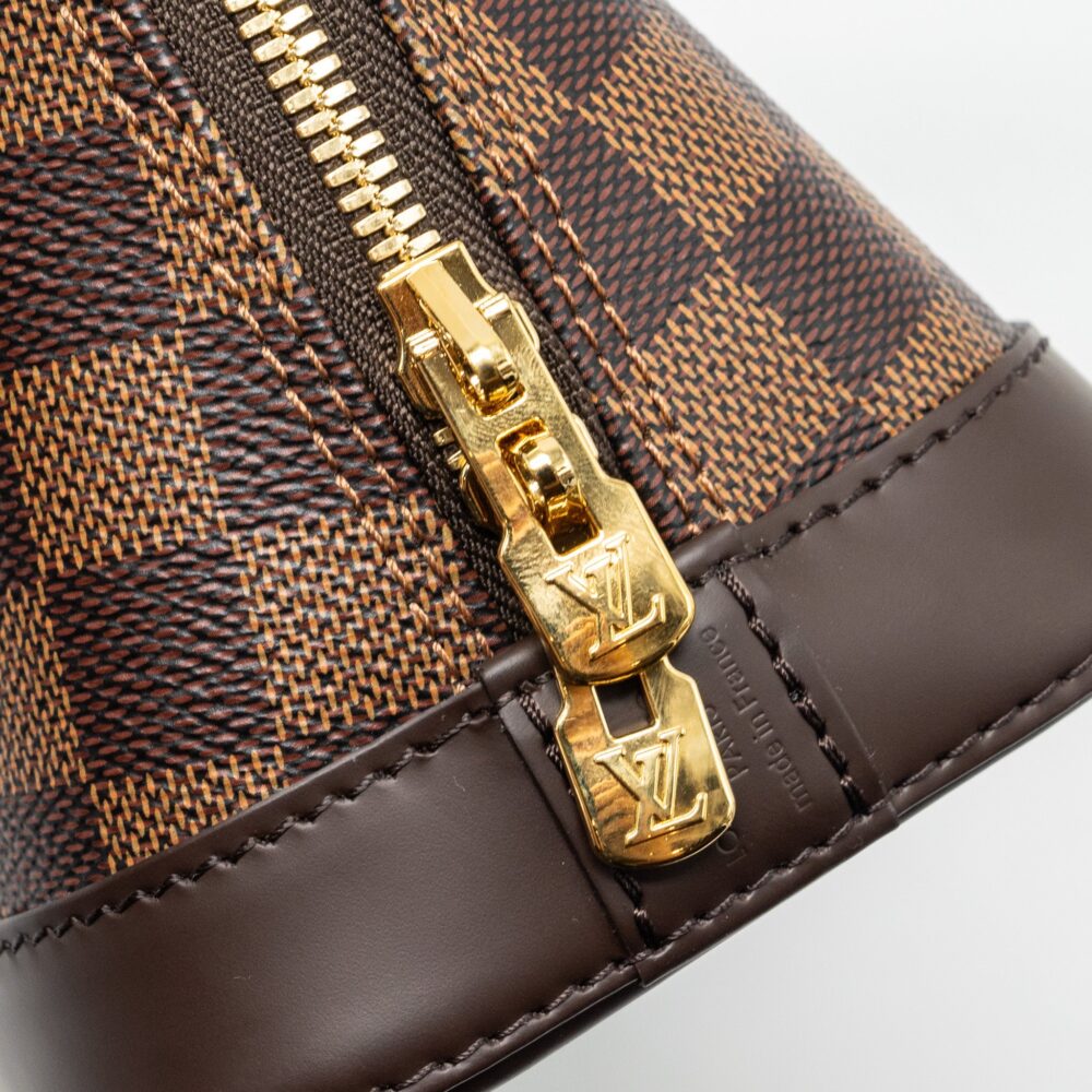 AAA Replica Louis Vuitton LV ALMA BB WITH BRAIDED HANDLES DAMIER EBENE CANVAS GHW