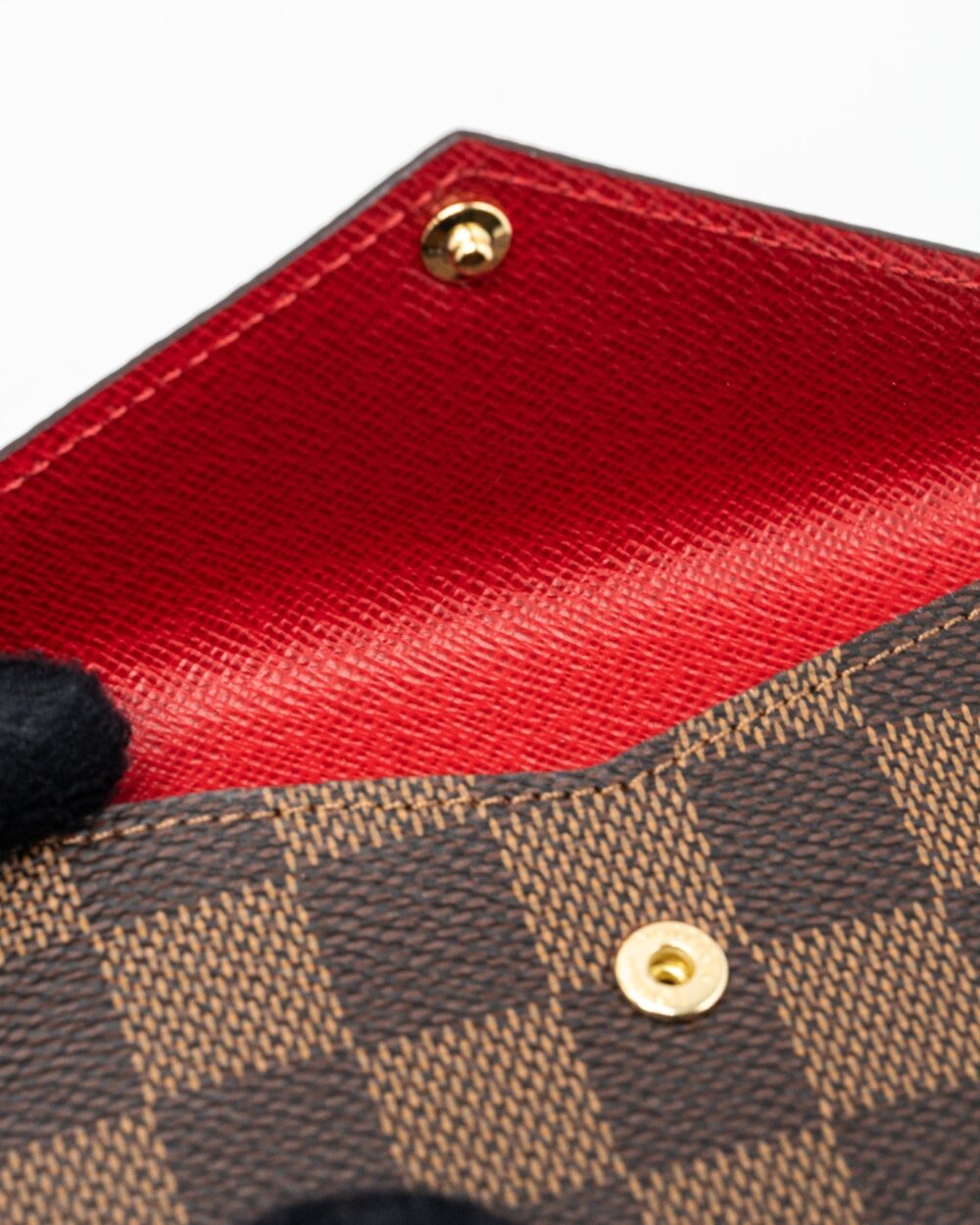 AAA Replica Louis Vuitton LV CARD HOLDER RECTO VERSO DAMIER EBENE/ RED GHW (NEW VERSION)