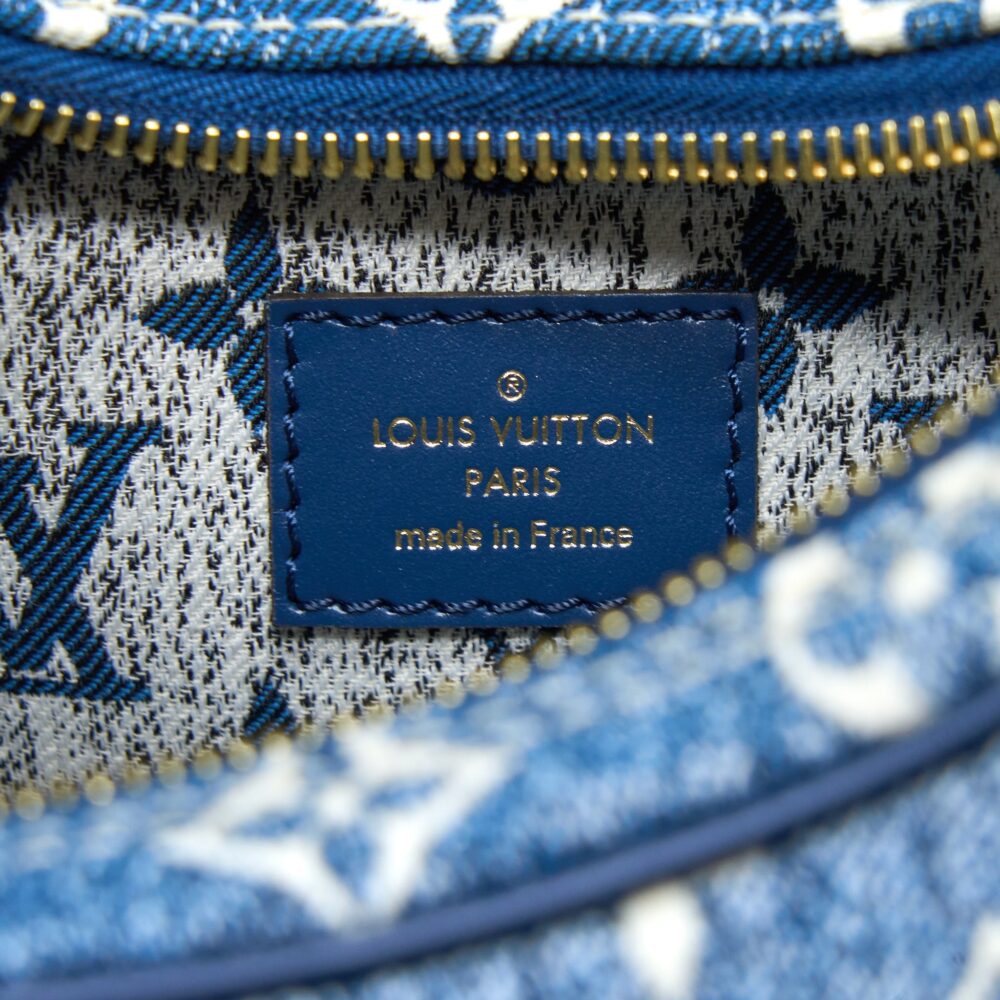 AAA Replica Louis Vuitton LV HALF-MOON LOOP BAGUETTE HANDBAG DENIM BLUE GHW (NEW VERSION)