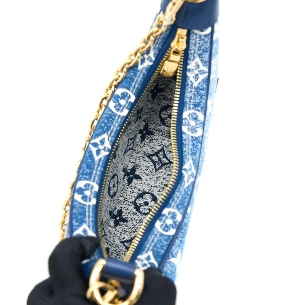 AAA Replica Louis Vuitton LV HALF-MOON LOOP BAGUETTE HANDBAG DENIM BLUE GHW (NEW VERSION)