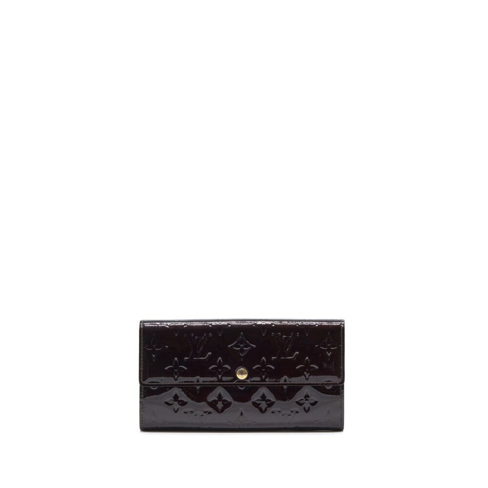 AAA Replica Louis Vuitton LV SARAH LONG WALLET VERNIS AMARANTE GHW