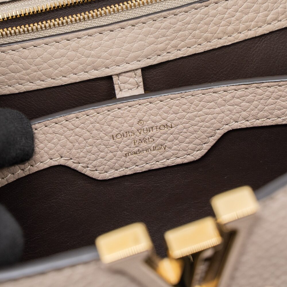 AAA Replica Louis Vuitton LV CAPUCINES BB TAURILLON GALET GHW