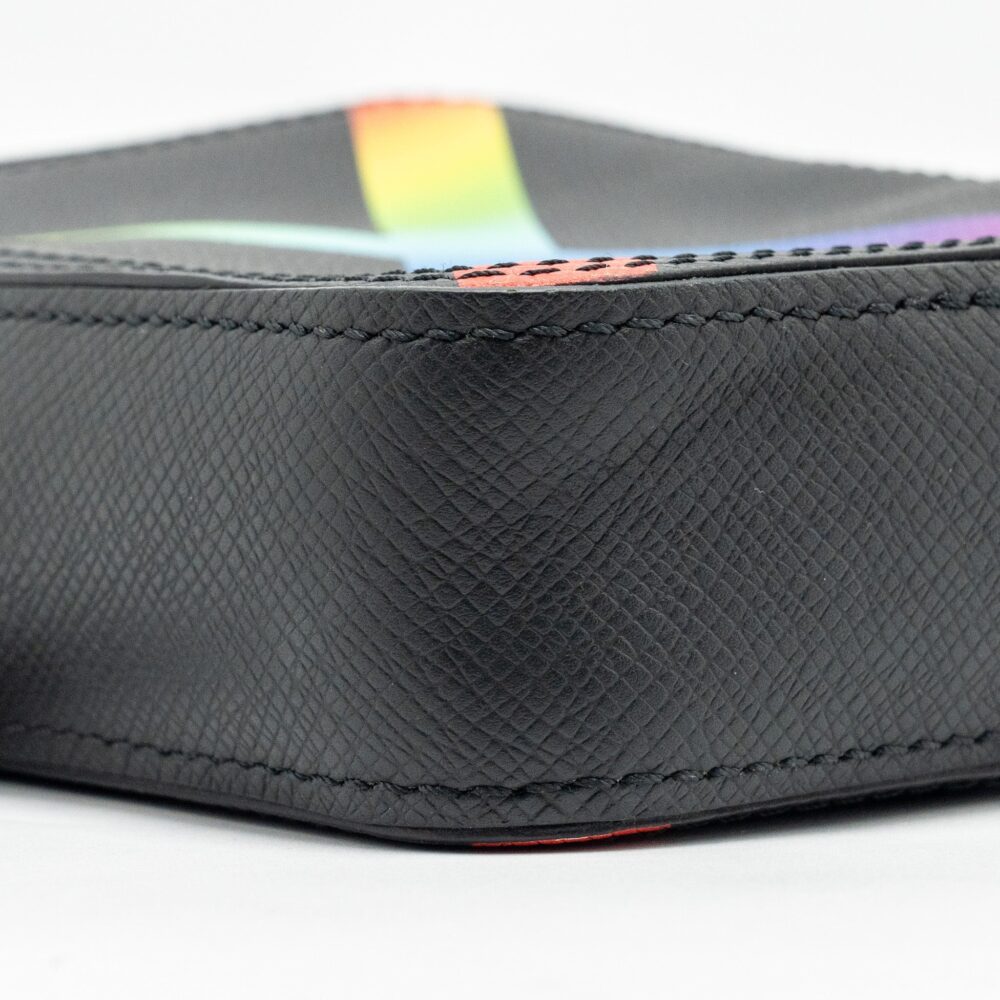 AAA Replica Louis Vuitton LV DANUBE MESSENGER BAG TAIGA BLACK/RAINBOW BLACK HARDWARE