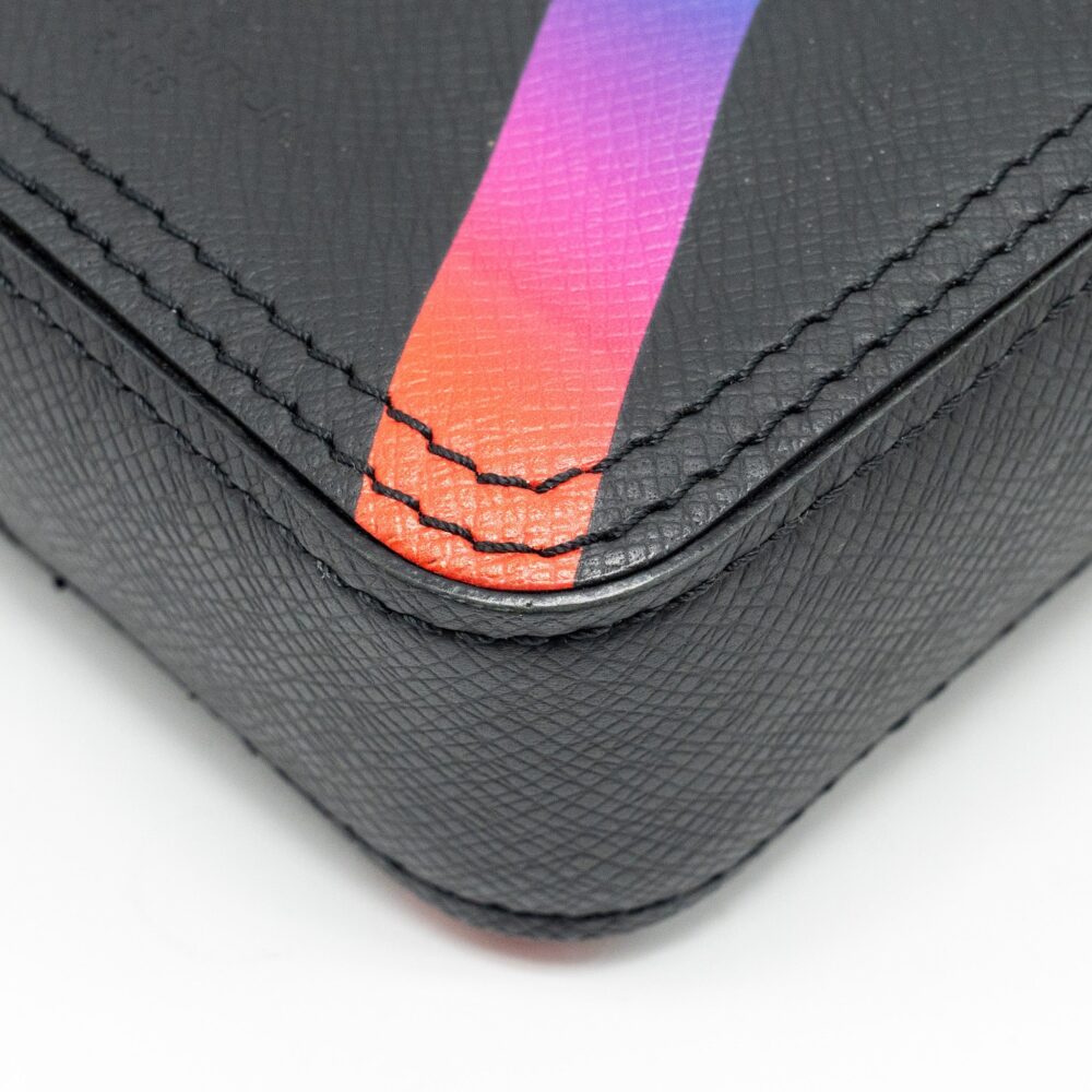 AAA Replica Louis Vuitton LV DANUBE MESSENGER BAG TAIGA BLACK/RAINBOW BLACK HARDWARE