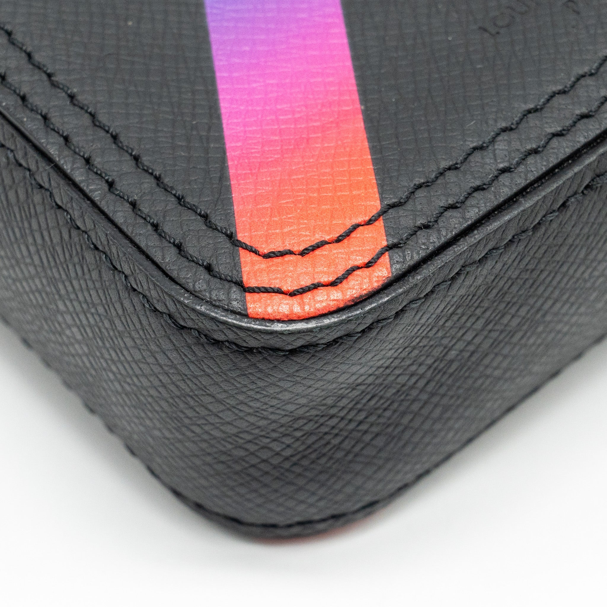 AAA Replica Louis Vuitton LV DANUBE MESSENGER BAG TAIGA BLACK/RAINBOW BLACK HARDWARE