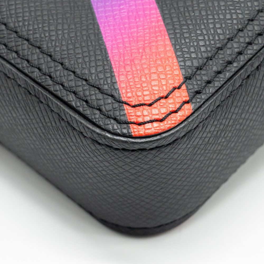 AAA Replica Louis Vuitton LV DANUBE MESSENGER BAG TAIGA BLACK/RAINBOW BLACK HARDWARE