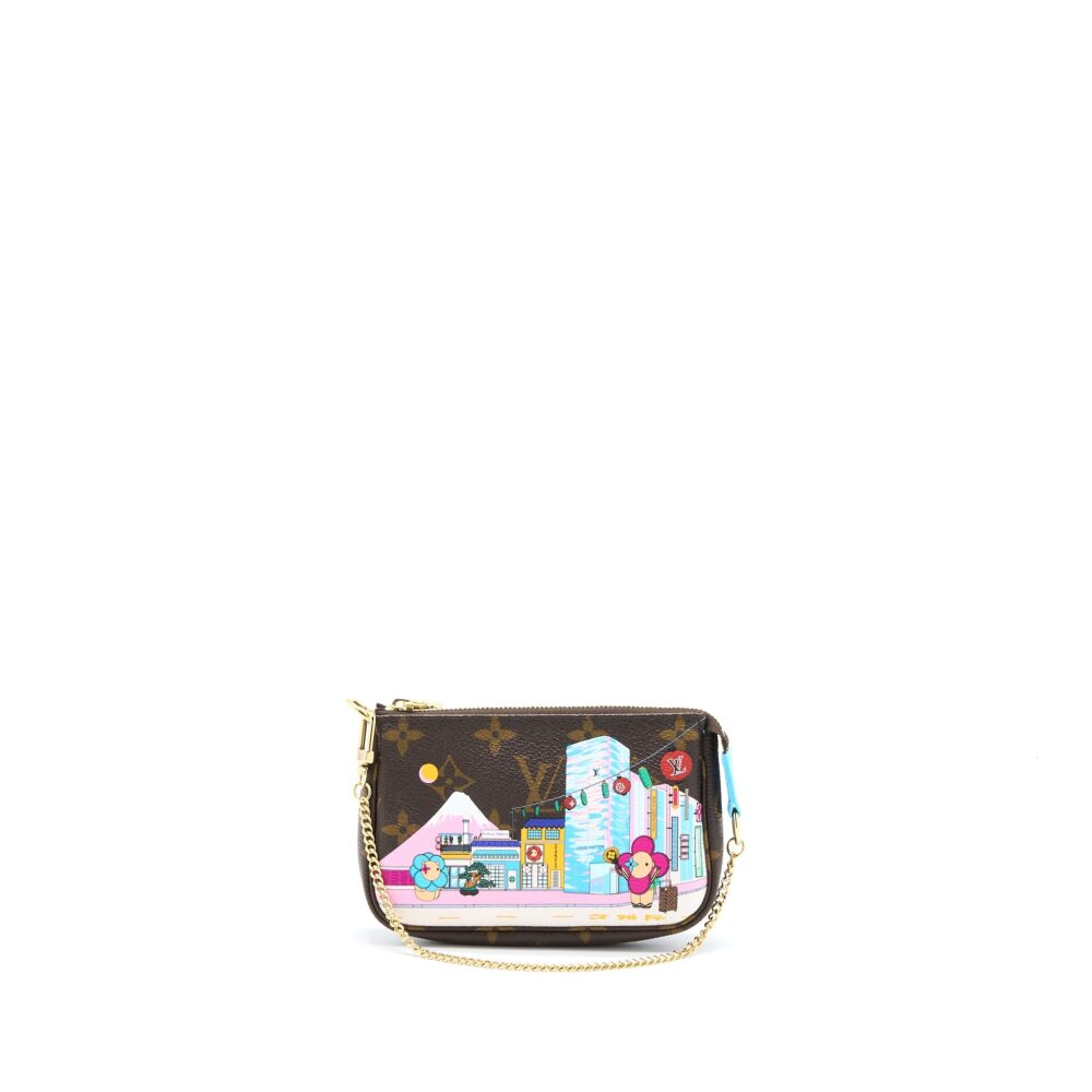 AAA Replica Louis Vuitton LV MINI POCHETTE ACCESSORIES MONOGRAM CANVAS/BLUE GHW