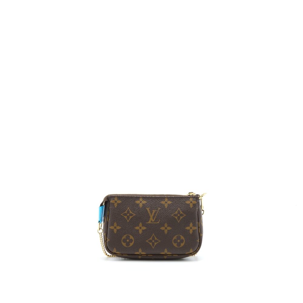 AAA Replica Louis Vuitton LV MINI POCHETTE ACCESSORIES MONOGRAM CANVAS/BLUE GHW