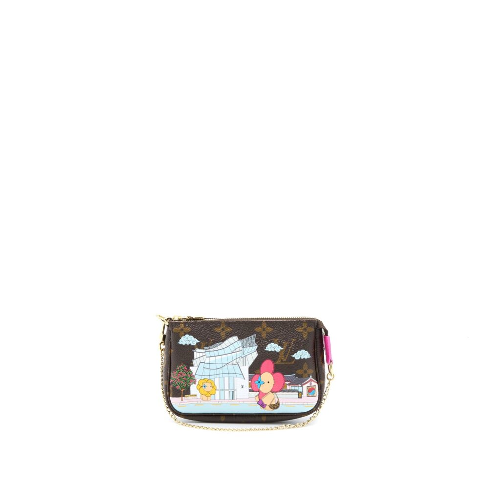 AAA Replica Louis Vuitton LV MINI POCHETTE ACCESSCORIES MONOGRAM CANVAS/HOT PINK GHW