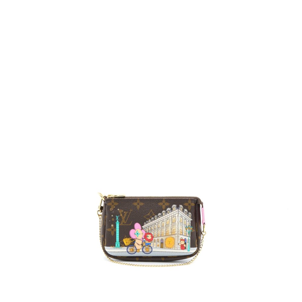 AAA Replica Louis Vuitton LV MINI POCHETTE ACCESSORIES MONOGRAM CANVAS/PINK GHW