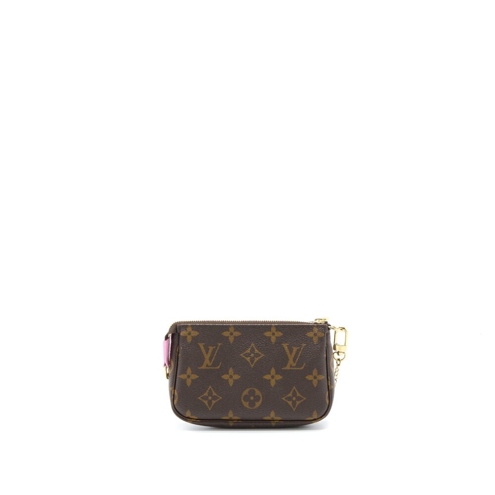 AAA Replica Louis Vuitton LV MINI POCHETTE ACCESSORIES MONOGRAM CANVAS/PINK GHW