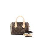 AAA Replica Louis Vuitton LV SPEEDY BANDOULIERE 20 MONOGRAM CANVAS BLACK STRAP