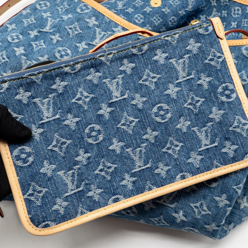 AAA Replica Louis Vuitton LV CARRYALL MM MONOGRAM DENIM BLUE GHW