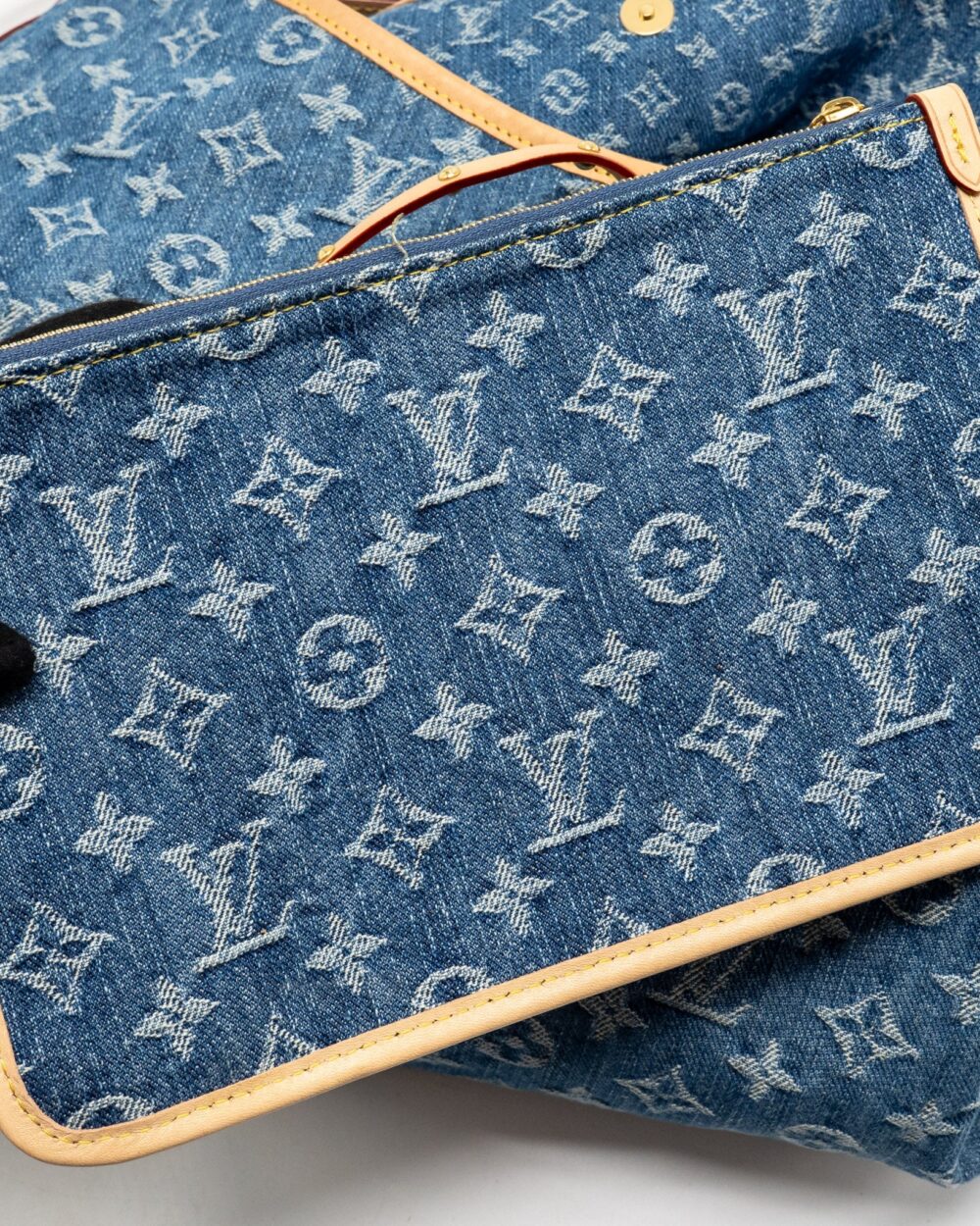 AAA Replica Louis Vuitton LV CARRYALL MM MONOGRAM DENIM BLUE GHW