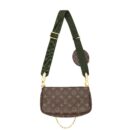 AAA Replica Louis Vuitton LV MULTI POCHETTE ACCESSORIES MONOGRAM CANVAS WITH KHAKI STRAP