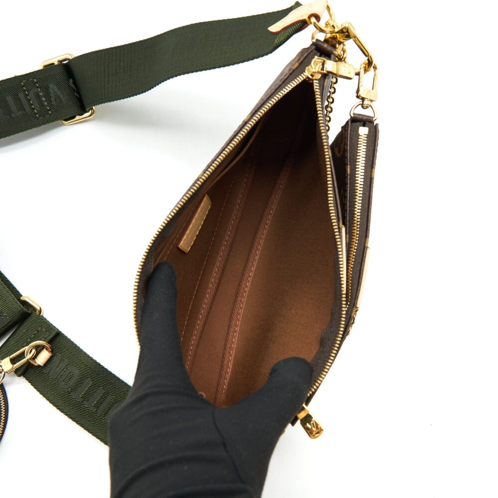 AAA Replica Louis Vuitton LV MULTI POCHETTE ACCESSORIES MONOGRAM CANVAS WITH KHAKI STRAP