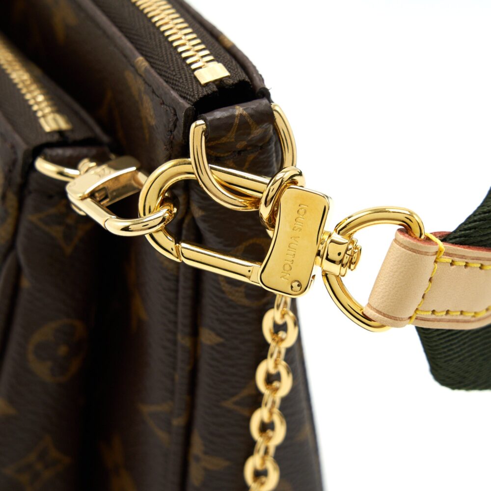 AAA Replica Louis Vuitton LV MULTI POCHETTE ACCESSORIES MONOGRAM CANVAS WITH KHAKI STRAP