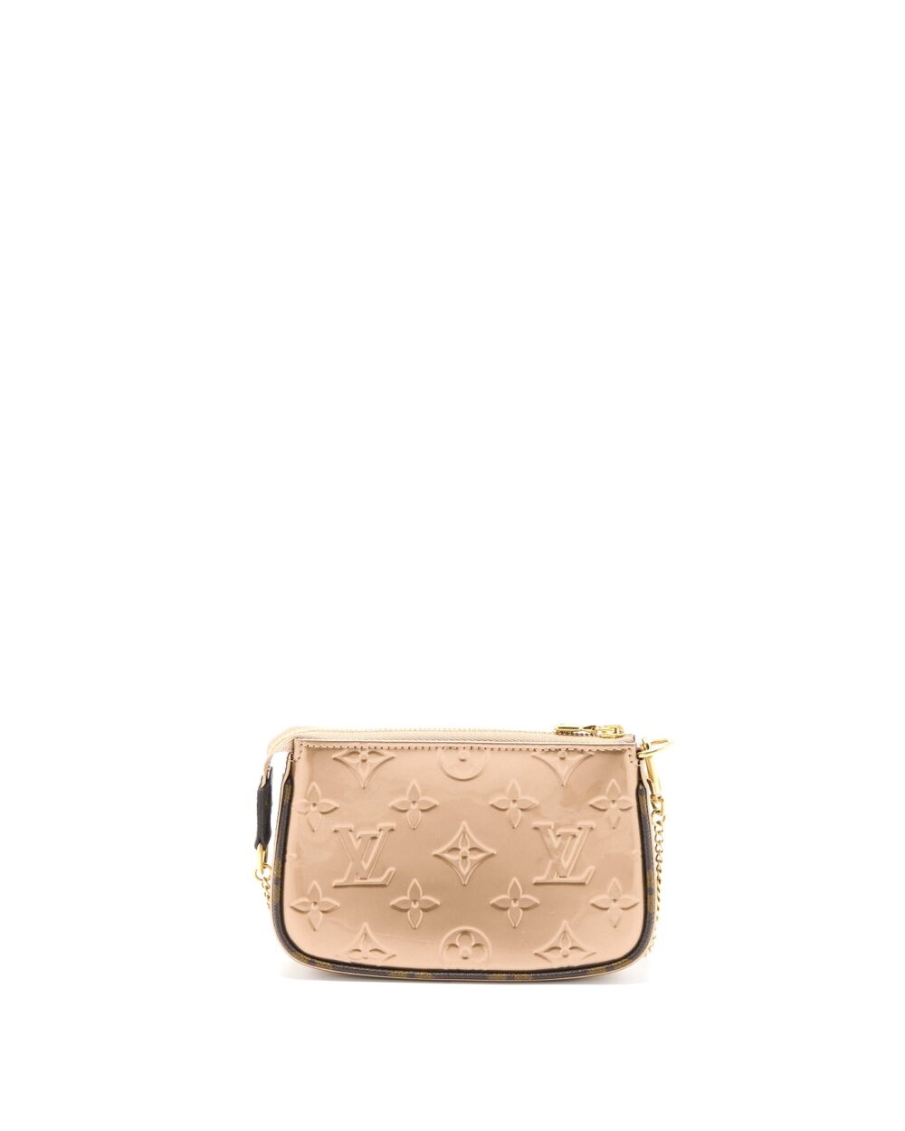 AAA Replica Louis Vuitton LV MINI POCHETTE ACCESSORIES PATENT BRONZE GHW (NEW VERSION)