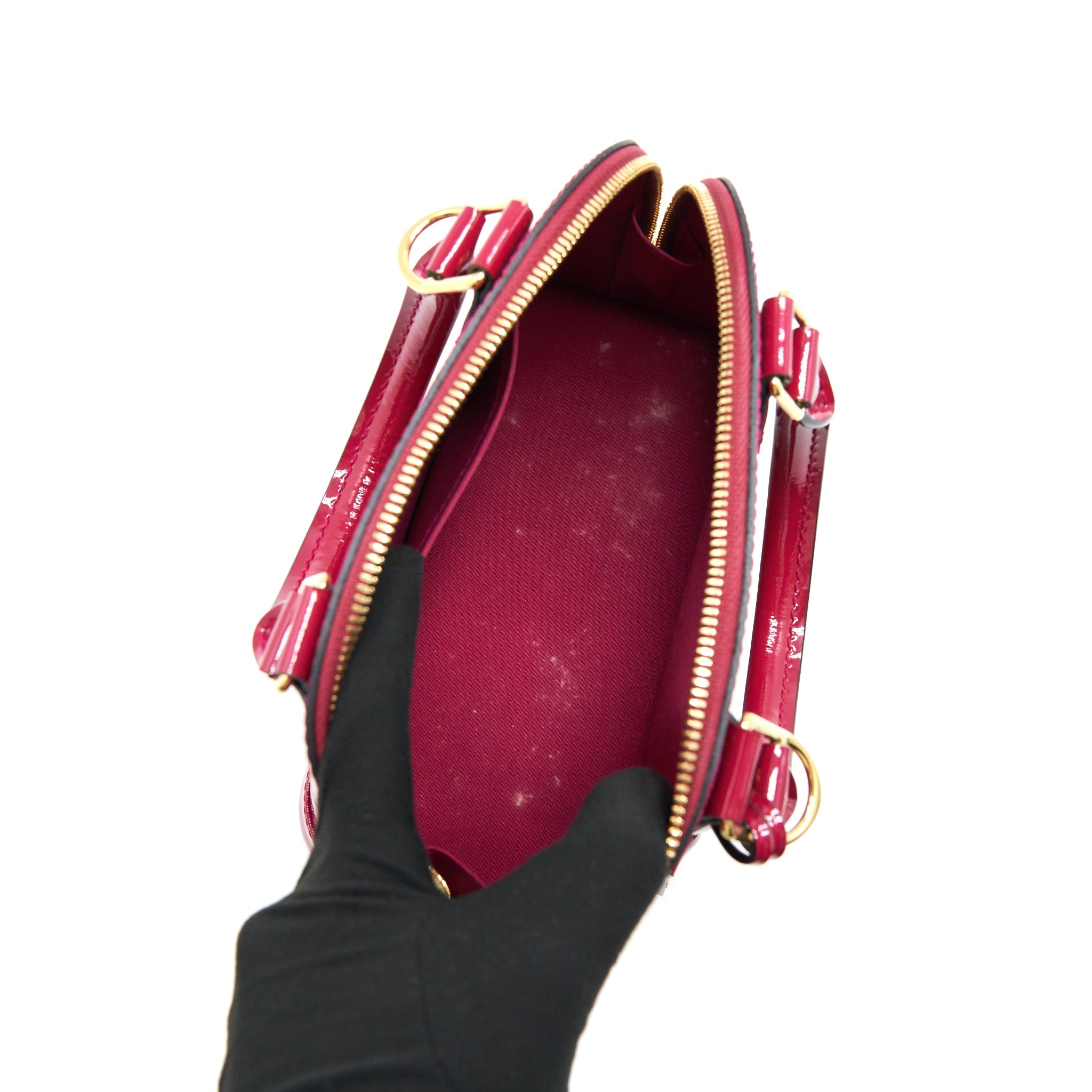 AAA Replica Louis Vuitton LV ALMA BB PATENT LEATHER INDIAN ROSE