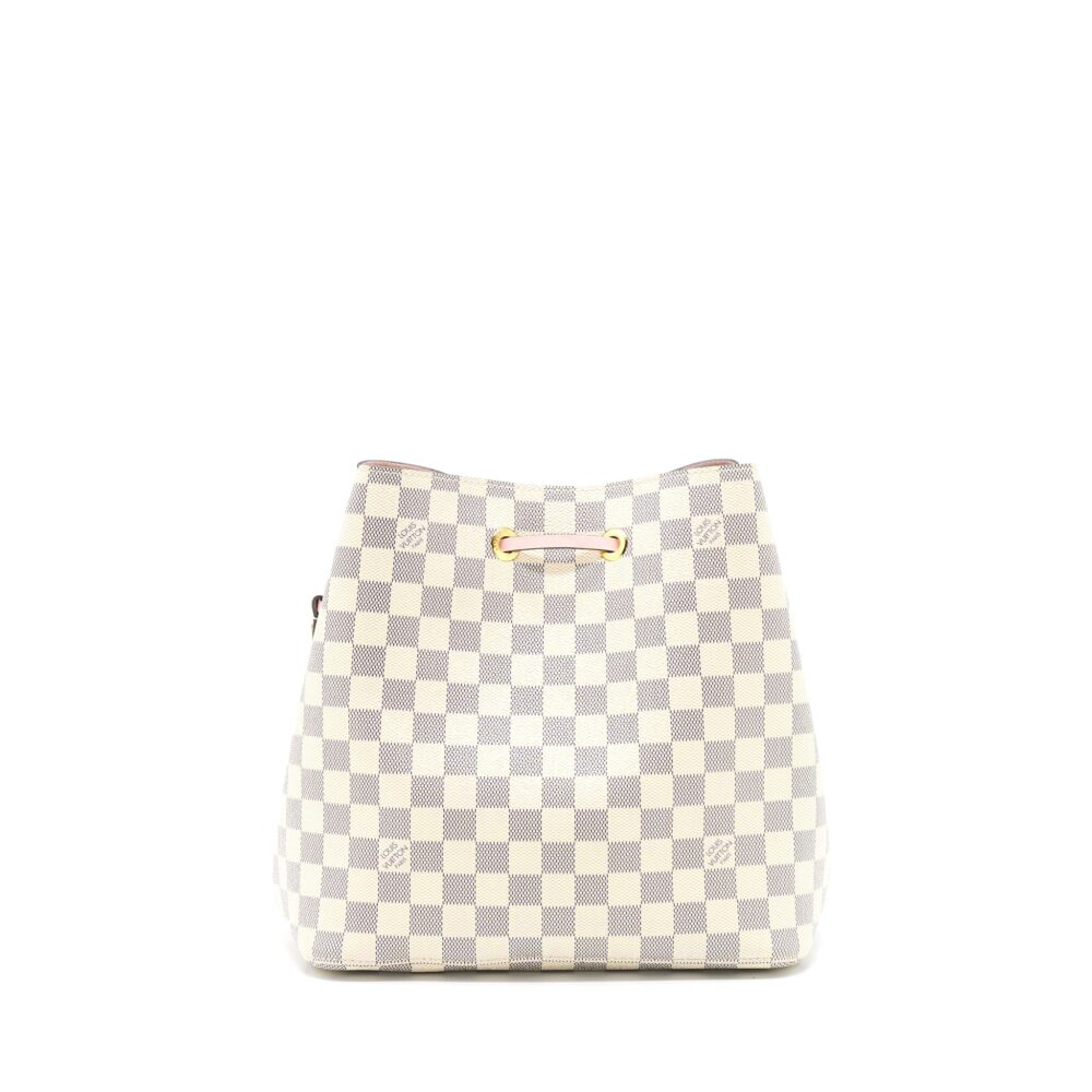 AAA Replica Louis Vuitton LV NEO NOE BUCKET BAG DAMIER AZUR/PINK GHW